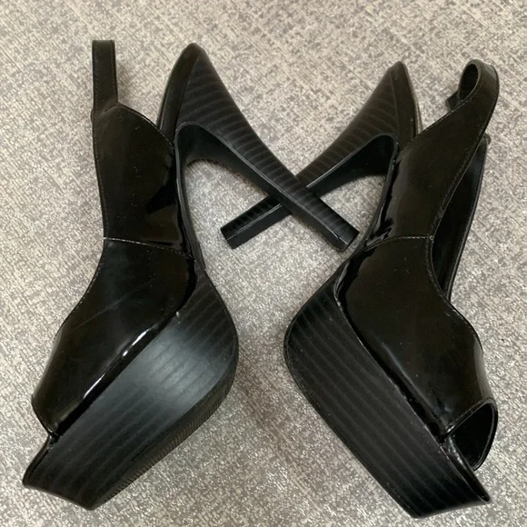 🔹Sofia Vergara Argentina Black Peep Toe Platform Stiletto Heels.. - Picture 7 of 11